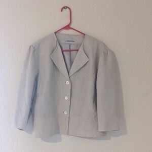 J. Peterman Pale Gray Notch-Collar Button Blazer